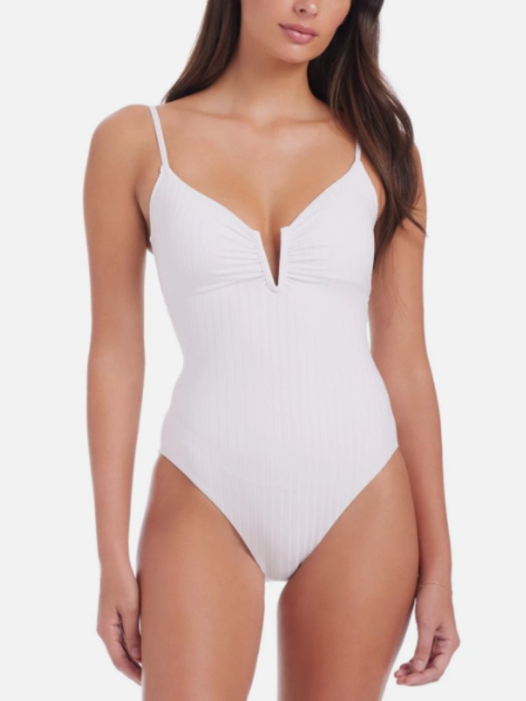 Sanctuary Women's Refresh Rib Mio One Piece Swimsuit White S